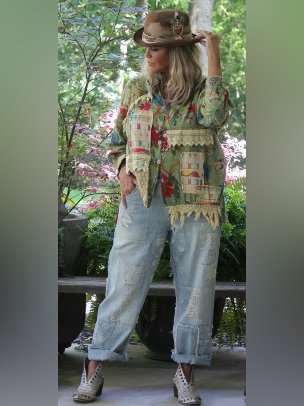 Jaded Gypsy Peace & Love Railroad Stripe Jeans